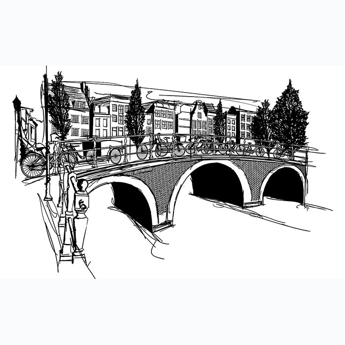 Amsterdam Sketch Canal Bridge in Amsterdam by Shehzad Afzaal