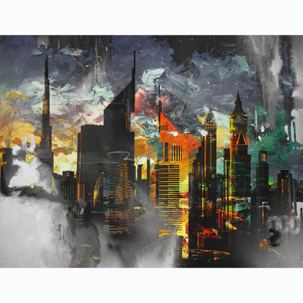 Skyline Dubai 03 Dubai skyline wall artwork by Shehzad Afzaal