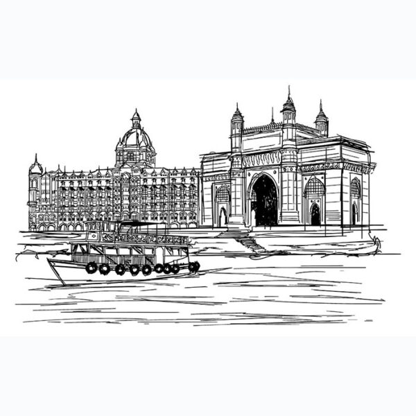 India Taj Sketch by Shehzad Afzaal – Gateway of India Taj Hotel Mumbai Sketch