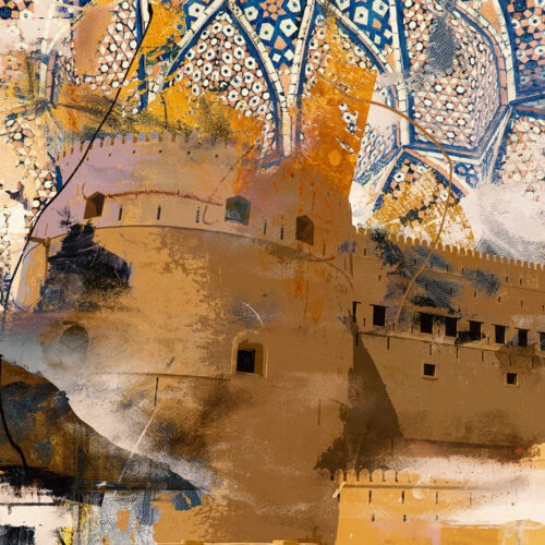 Legendary Ramparts Arabian modern art by Shehzad Afzaal