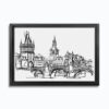 Charles-Bridge-Sketch of Prague Czech Republic showing historic Charles Bridge architecture