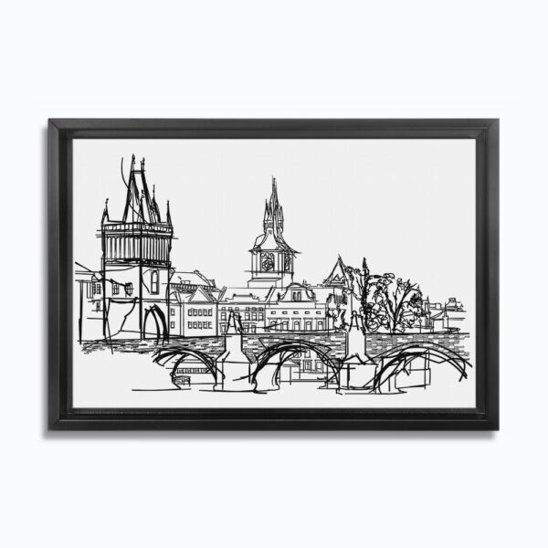 Charles-Bridge-Sketch of Prague Czech Republic showing historic Charles Bridge architecture