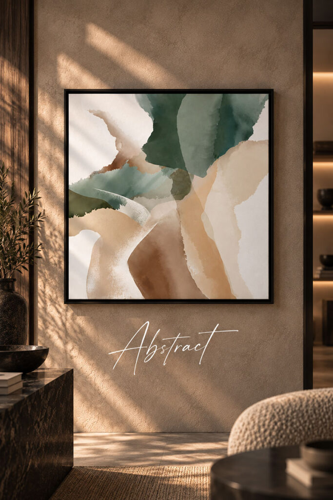 Abstract wall art displayed in a contemporary Dubai interior