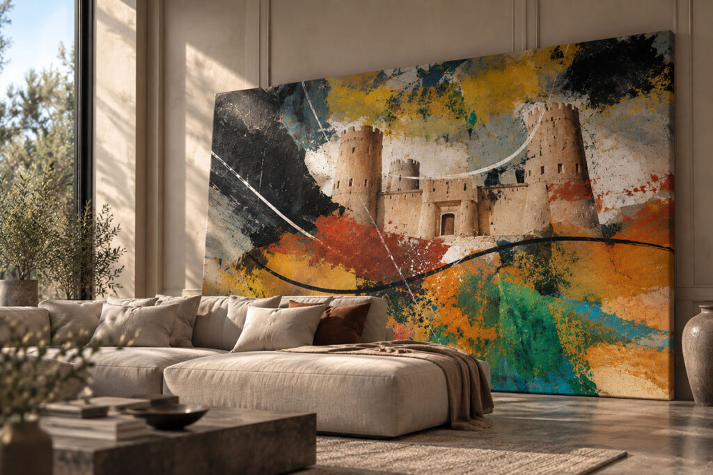Large wall art displayed as an oversized statement artwork
