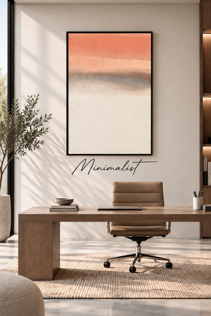 Minimalist wall art displayed in a clean contemporary interior